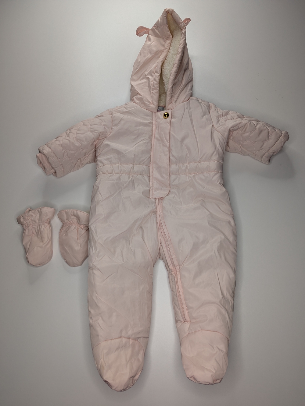 The Children's Place Pink Hooded Snowsuit One-Piece with Mittens
